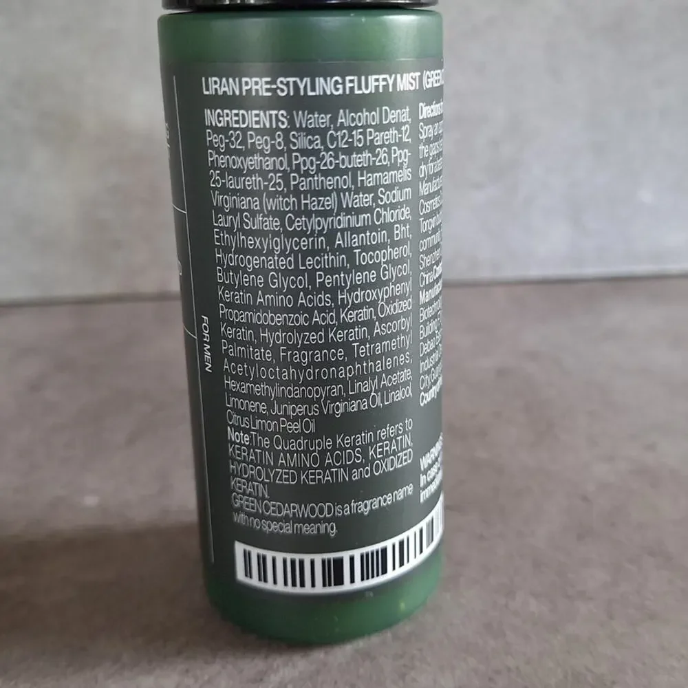 Liran pre-styling fluffy mist Mens hair styling Spray product NEW 3.338oz Cedar